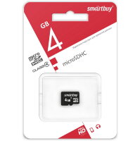 micro SDHC карта памяти Smartbuy 4GB  Class 4 (без адаптеров)