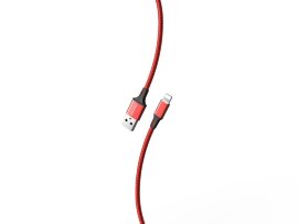 Кабель для зарядки и передачи данных S14 Lightning красный/черн., 3 А, 1 м, Smartbuy (iK-512-S14rb) - 